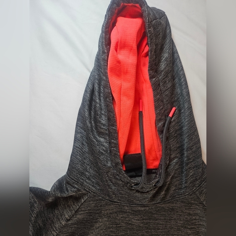 Russell Mens Gray & Red Long Sleeve Front Pocket Pullover Hoodie Size Med 38/40 - Picture 3 of 11